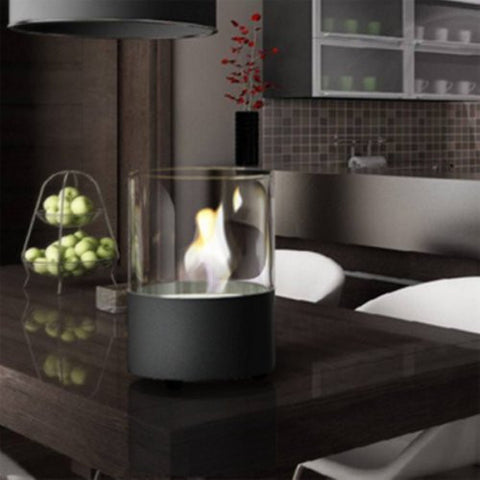 Lit Table Top Firepit Bio-Ethanol Fireplace in Black