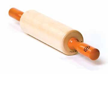 MARIO BATALI 10" ROLLING PIN, Maple Barrel/Orange Handles