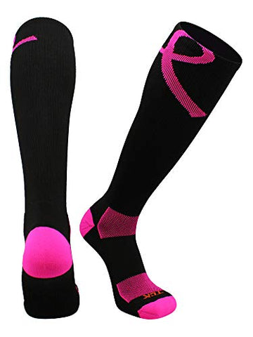 Aware Over-Calf 2 - w/Large BCA Ribbon, Black–Hot Pink, Small