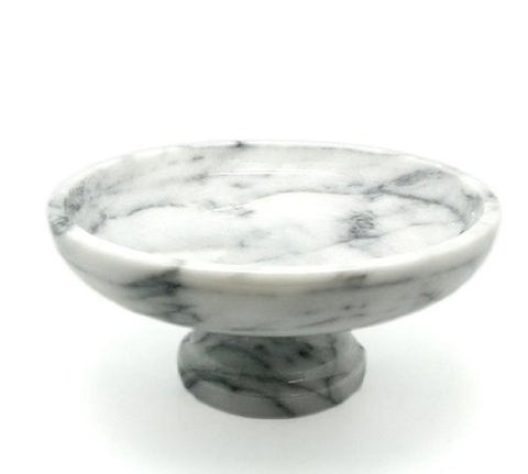 WHITE MARBLE - 10” x 10” Fruit Bowl on Pedestal