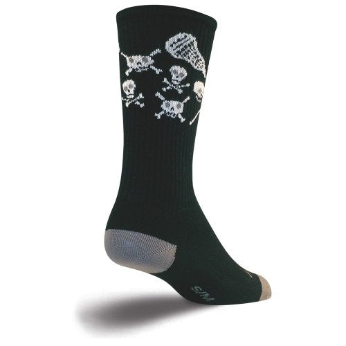 LAX 8" Lacrosse Crew Socks - LAX Skull Black, Medium