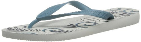 Havaianas Men's Aloha Flip Flop,White/Blue/Navy Blue,39 BR/7-8 M US