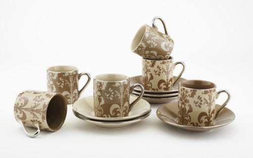 Cup & Saucer 2.5oz (Set Of 6) Beige/Mocha