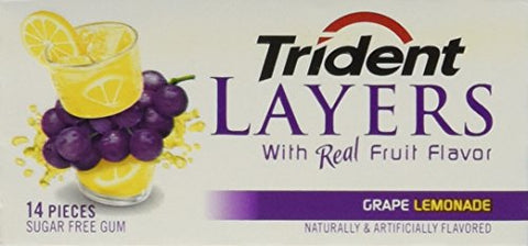 Trident Layers Gum Grape Lemonade 12 Packs of 14 Sticks