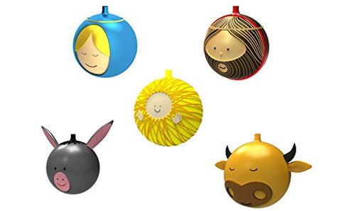 Set of 5 Christmas baubles in blown glass