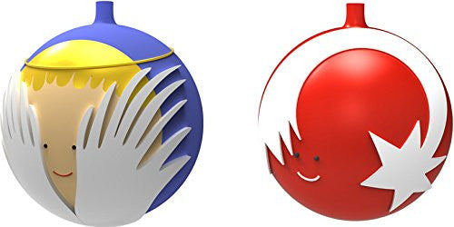 Set of two Christmas baubles in blown glass, 2¼ in.