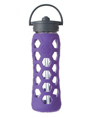 LifeFactory 22oz Glass Bottle with Straw Cap 2 pack - Royal Purple
