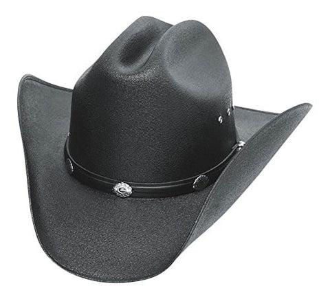 Black Cattleman Straw Hat Silver Conchos Elastic One Size Fits Adult L-XL