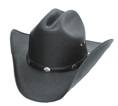 Black Cattleman Straw Hat Silver Conchos Elastic One Size Fits Adult S-M