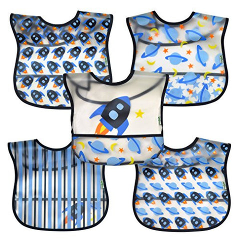 Wipe-off Bib (5pk)-Blue Rocket-9/18mo