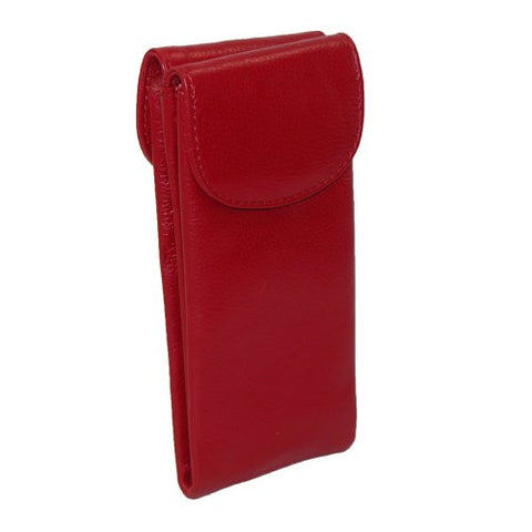Double Eyeglass Case With Flap Closure, Red