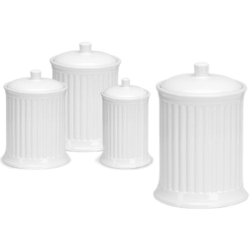 Simsbury White Pantryware Extra-Large Canister/Cookie Jar - 120 oz and
Simsbury White Pantryware Canisters Set of 3 - 24 oz/44 oz/88 oz