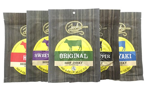 Original All Natural Beef Jerky 3 oz.; 
Black Pepper All Natural Beef Jerky 3 oz.; 
Teriyaki All Natural Beef Jerky 3 oz.; 
Sweet & Spicy All Natural Beef Jerky 3 oz.; 
Hot All Natural Beef Jerky 3 oz.