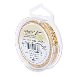 Artistic Wire, 18 Gauge (1.0 mm), Twist, Round, Tarnish Resistant Brass, 5 yd (4.57 m)