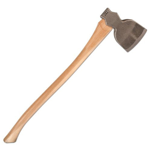 2.75# Broad Axe, 28" Curved Handle with Leather Sheath