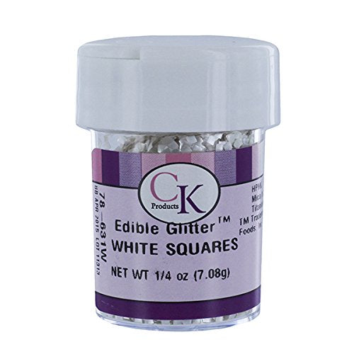 Celebakes White Squares Edible Glitter, .25 oz