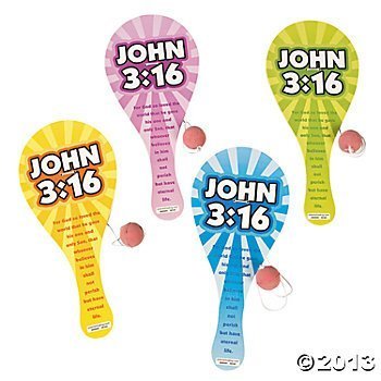 Wooden John 3:16 Paddleball Games 12pcs