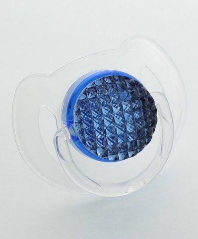 Royal Blue Quilted Crystal Bling Pacifier, Symmetric 6 Months Plus