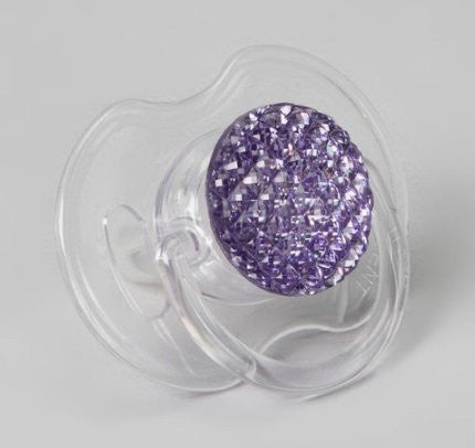 Purple Quilted Crystal Bling Pacifier, Symmetric Newborn