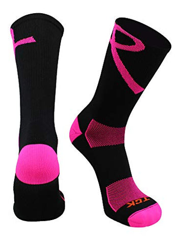 Aware Crew-Polypro Crew with left/right BCA Ribbon, Black–Hot Pink, Medium