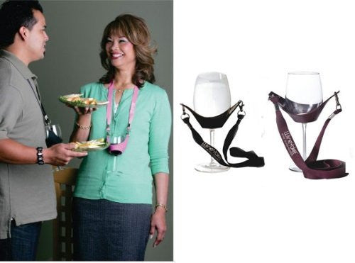 Wine Yoke Wine Glass Holder, 1 Black and 1 Burgundy