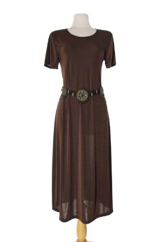 BNS Long Dress Short Sleeve - Brown, Medium
