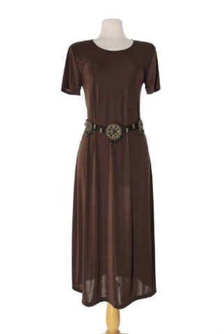 BNS Long Dress Short Sleeve - Brown, Large