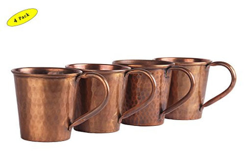 Moscow Mule Copper Mug, Hammered Classic Patina Finish, 12 Ounce, 4-Pack