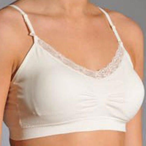Coobie Bra for Women-Seamless V-neck Lace Trim Bra - Ivory, Full Size