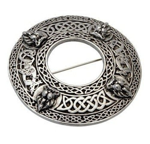Lion Crest Plaid Brooch