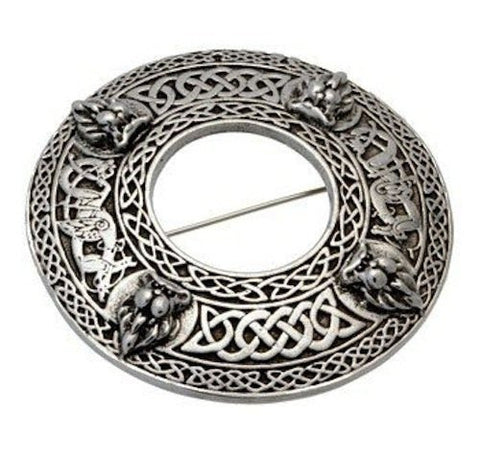 Lion Crest Plaid Brooch