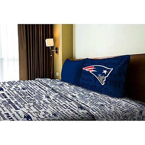New England Patriots NFL "Anthem" Twin Sheet Set (1 Flat sheet 66” x 96”, 1 Fitted Sheet 39” x 75”, 1 pillow case 20” x 30”)