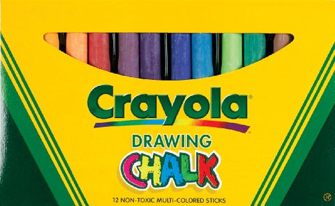 12 Sticks Colored Art Chalk, Assorted Colors - Sleeve Pkg