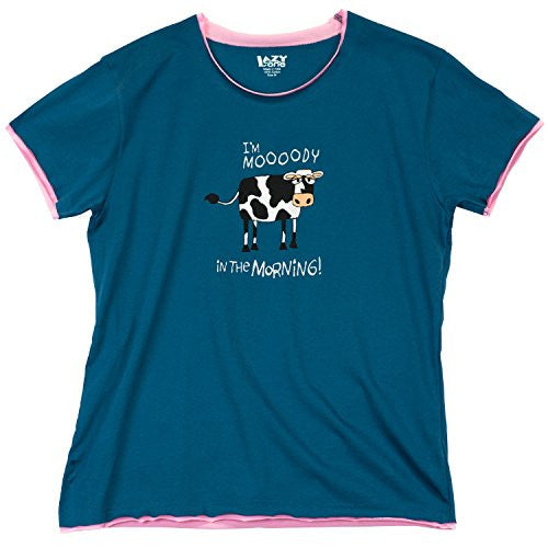 Lazy One I'm Mooody In The Morning - 082, Women's PJ Tee, XL