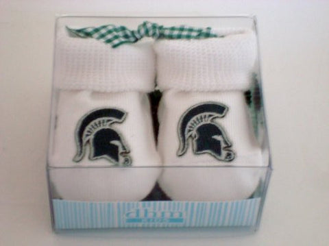 Michigan State Spartans Baby Boxed Booties (NB - 3 Months, White)