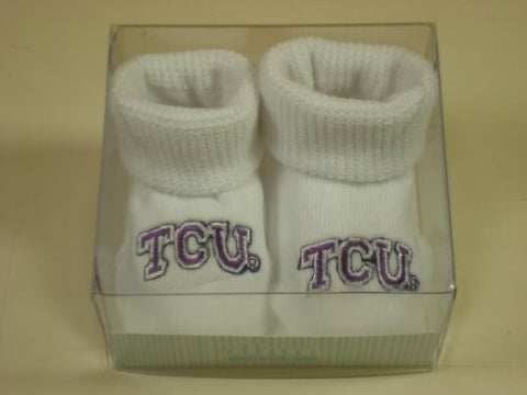 Texas Christian TCU Horned Frogs Boxed Baby Booties (NB - 3 Months, White)