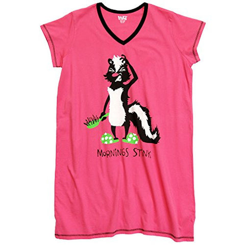 Lazy One V-Neck Nightshirts, Mornings Stink, L - XL