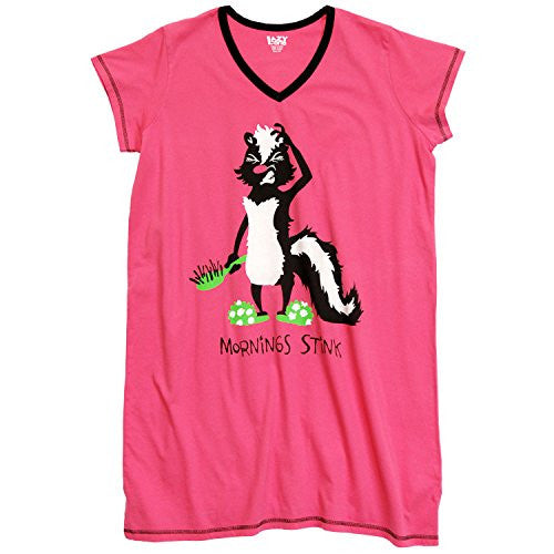 Lazy One V-Neck Nightshirts, Mornings Stink, S - M