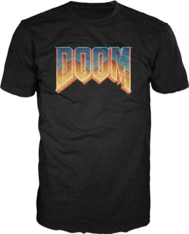 Doom Gradient Logo Men's Black T-Shirt-L