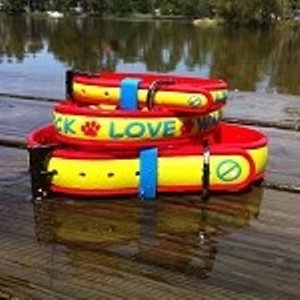 No Bones About It - Lick Love Wag Dog Collars - Hot Tamale (Yellow), Large