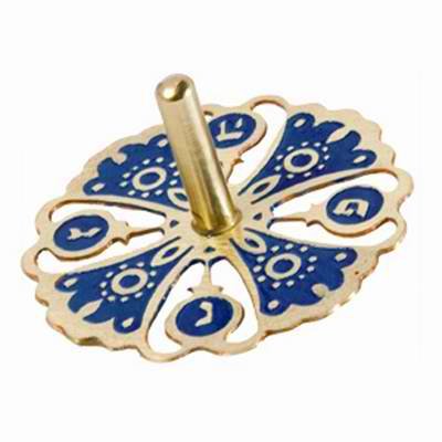 Dreidel - Metal - Etching - Blue DRC-1, 2.2x1.2 inch