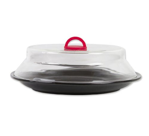 Glass Microwave Plate Cover - Red, 10" x 2-3/8"