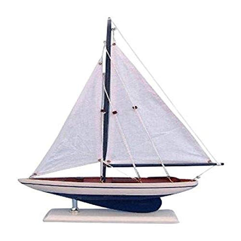 Wooden Blue Pacific Sailer Model Sailboat Decoration 17"