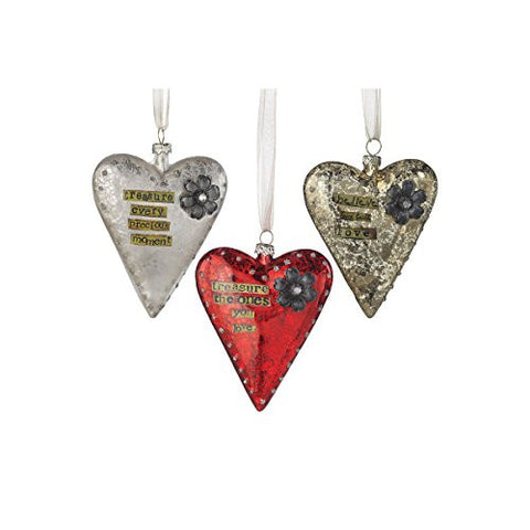 Kelly Rae Roberts Set of 3 Hearts Glass Ornaments