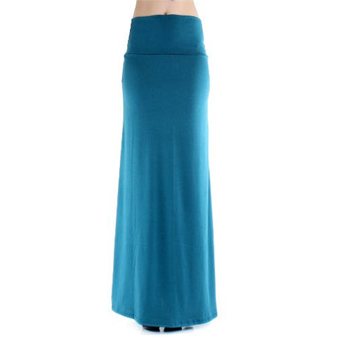 Azules Women's Rayon Span Maxi Skirt (Dark Teal / X-Large)