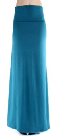 Azules Women's Rayon Span Maxi Skirt (Dark Teal / Small)