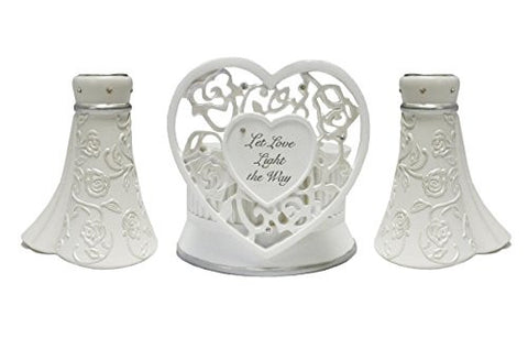 4.5"H UNITY CANDLE HOLDER SET LANGUAGE OF LOVE- 3 PC SET