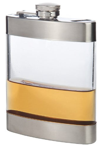 Clear Stainless Steel Pocket Flask, 6 oz.