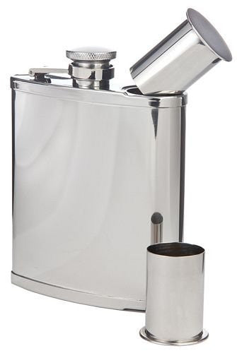 Double-Shot Captive-Top Pocket Flask, 6 oz.