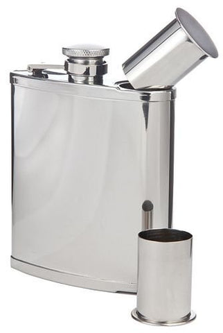 Double-Shot Captive-Top Pocket Flask, 6 oz.